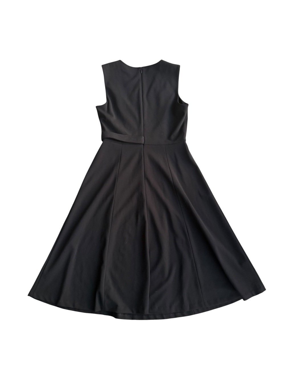 Calvin Klein Black Sleeveless Wrap Midi Dress with Gold Buckle - Picture 2 of 4
